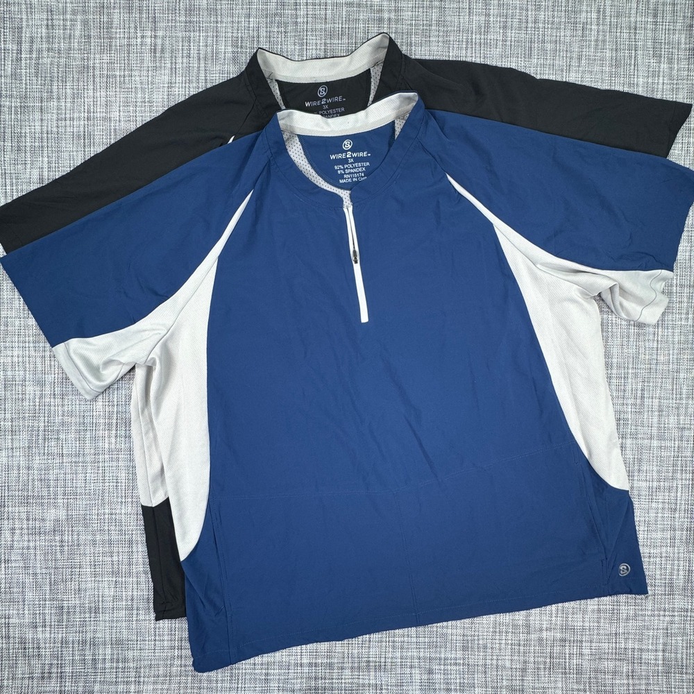 Lot of 2 Wire2Wire Mens Baseball Windshirts 3XL Quarter Zip Stretch Pockets